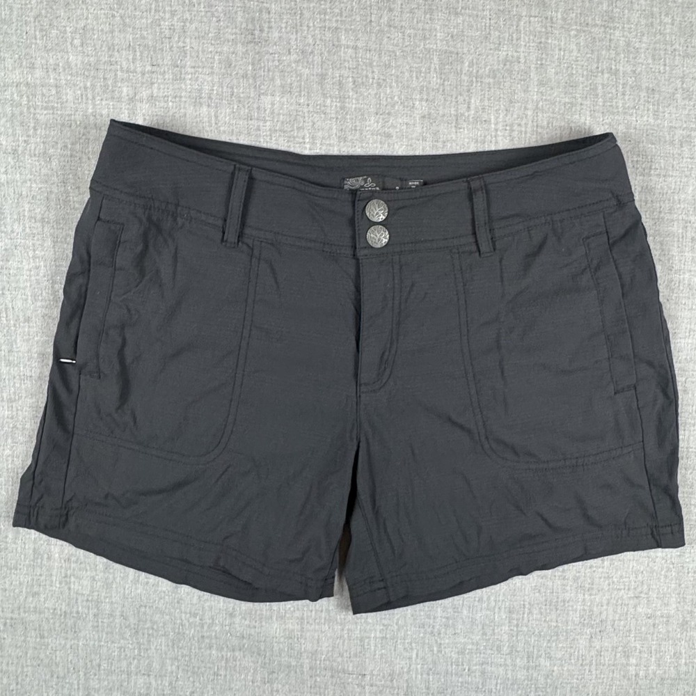 PrAna Shorts Womens 8 Black Utility Nylon Stretch Hiking Travel Casual Outdoor
